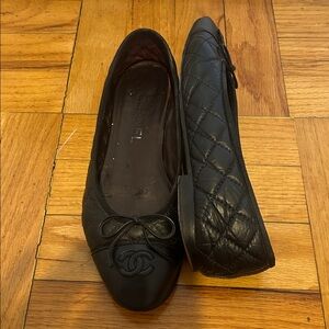CHANEL Black Quilted Ballerina Flats size 38